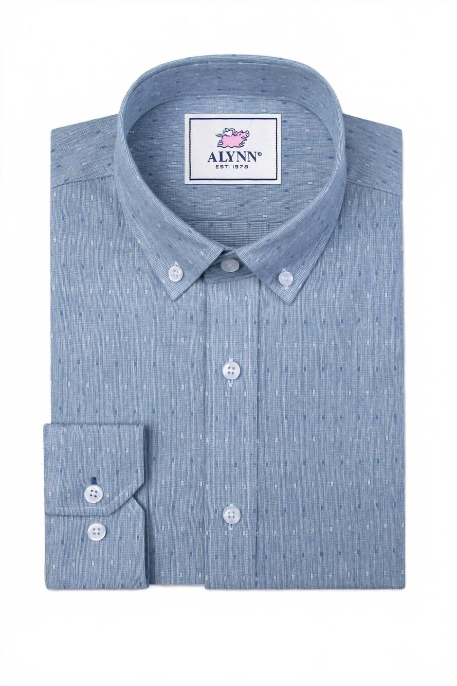 NEW ALYNN men's mason untuckable casual fit dress shirt in blue